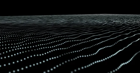 Dots in rows on a grid surface moving and twisting from order to chaos Stock Footage 102706431