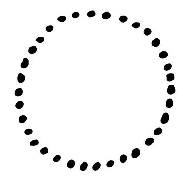 Dots in the shape of a circle on white background. Marker hand made vector Stock Illustration