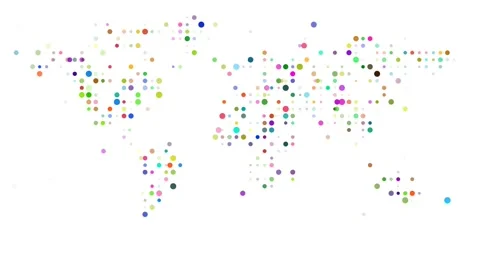 Dots Shaping Vibrant World Map Display Stock Footage 312175536