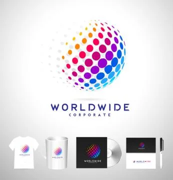 Dots Sphere, Dots Vector Logo Illustrazione stock