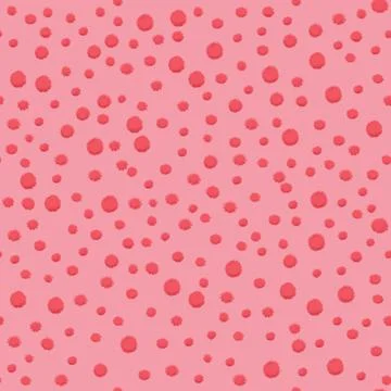 Dots with texture effect of pink chalk or crayon seamless pattern in cute sty 库存插图