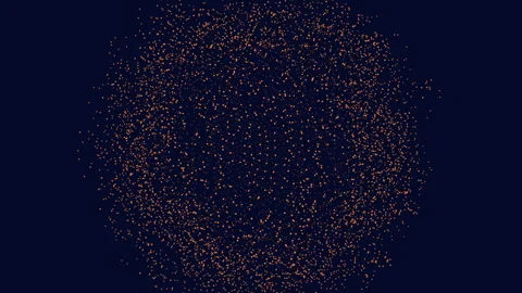 Dots of varied sizes form a brown circle on dark blue Stock-Footage 297598877