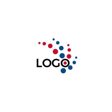 Dots wave, cock comb abstract logo template, red and blue color bubbles icon Illustration