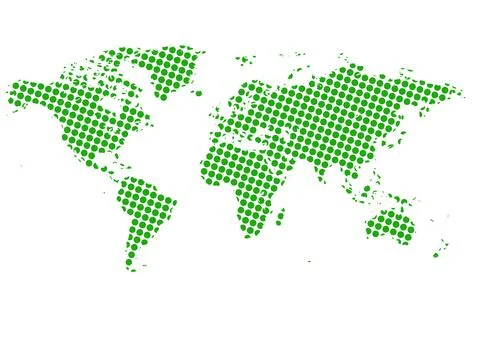 Dots world map on white background Stock Illustration