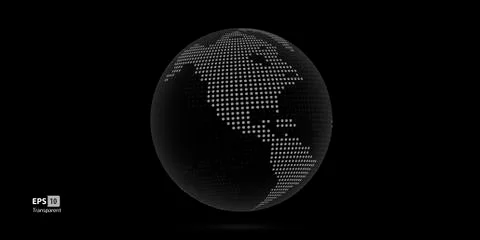 Dotted 3D Vector Globes with World Maps Stock Illustration