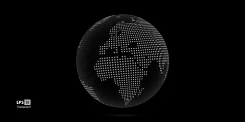 Dotted 3D Vector Globes with World Maps Stock Illustration