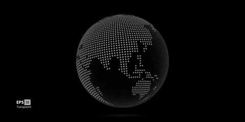 Dotted 3D Vector Globes with World Maps colored. Stock Illustration