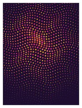 Dotted abstract background of colorful circles in dark backdrop. Illustrazione stock