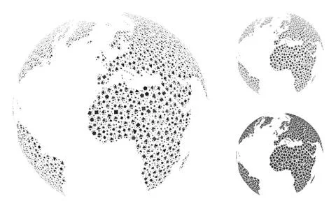 Dotted abstract globe Composition Icon of Unequal Elements Stock Illustration