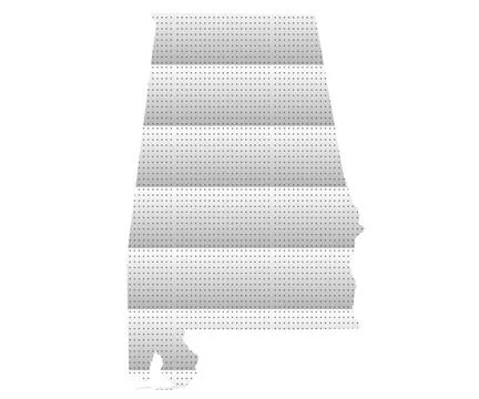Dotted Alabama solid map. Alabama folded map. steel map Illustrazione stock