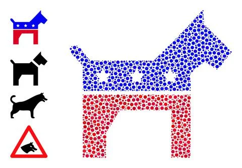 Dotted American Dog Composition of Rounded Dots with Bonus Icons 스톡 일러스트
