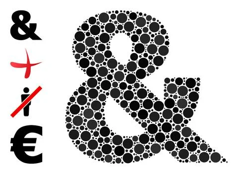 Dotted Ampersand Symbol Collage of Rounded Dots and Other Icons Stock Illustration
