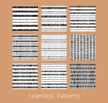 Dotted and Dashed Seamless Patterns Set Stock Illustration