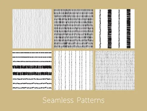 Dotted and Dashed Seamless Patterns Set Stock Illustration