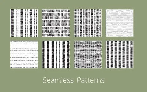 Dotted and Dashed Seamless Patterns Set Stock Illustration