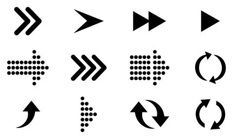 Dotted and Fast Forward Arrow Vectors Stock Illustration