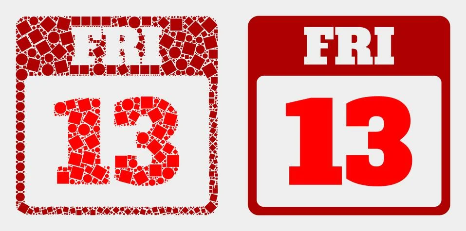 Dotted and Flat Vector 13Th Friday Calendar Page Icon 스톡 일러스트