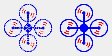 Dotted and Flat Vector Air Copter Icon 스톡 일러스트