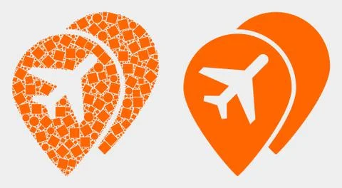 Dotted and Flat Vector Airport Map Markers Icon Illustrazione stock