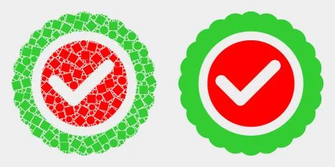 Dotted and Flat Vector Approve Seal Icon Stock Illustration