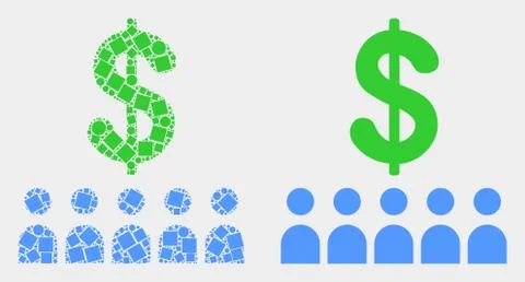Dotted and Flat Vector Bank Clients Icon Illustrazione stock