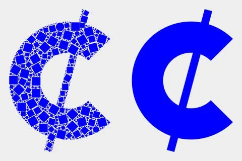 Dotted and Flat Vector Cent Symbol Icon Stock Illustration
