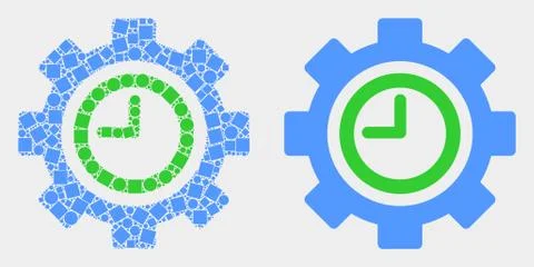 Dotted and Flat Vector Clock Settings Gear Icon Illustrazione stock