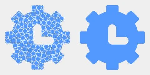 Dotted and Flat Vector Clock Settings Icon Stock Illustration