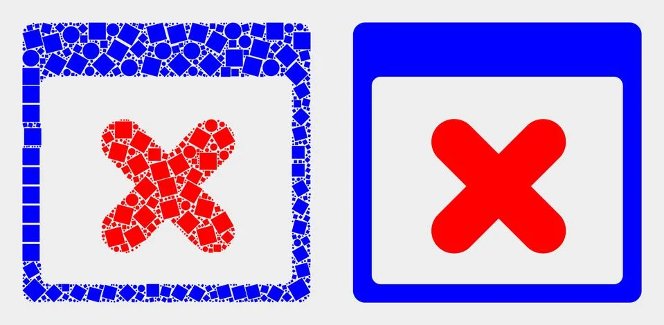 Dotted and Flat Vector Close Application Window Icon Stock Illustration