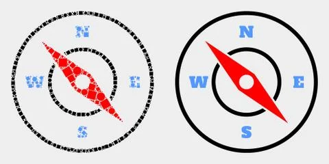 Dotted and Flat Vector Compass Icon Illustrazione stock