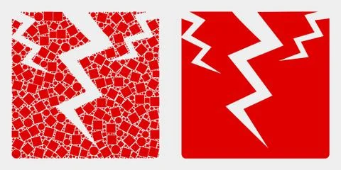 Dotted and Flat Vector Crack Icon Stock Illustration