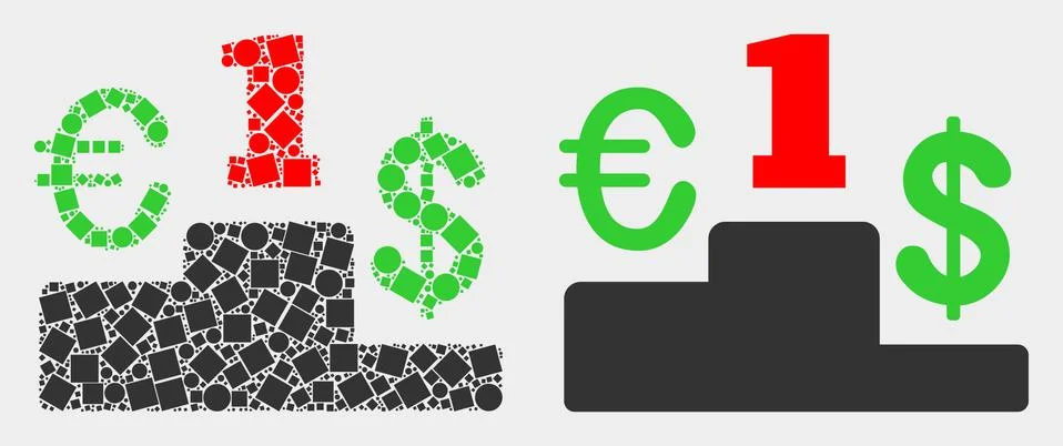 Dotted and Flat Vector Currency Pedestal Icon Illustrazione stock
