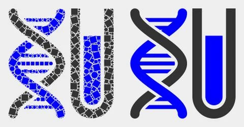 Dotted and Flat Vector DNA Testtube Icon Stock Illustration