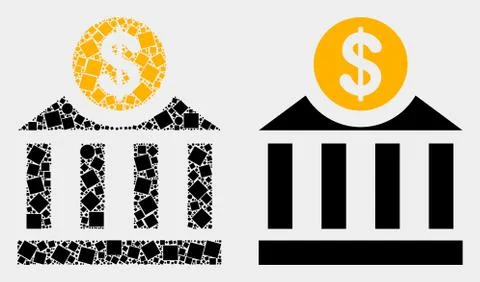 Dotted and Flat Vector Dollar Bank Icon Ilustración de archivo