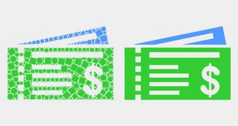 Dotted and Flat Vector Dollar Cheques Icon Stockillustratie