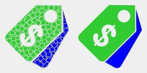 Dotted and Flat Vector Dollar Tags Icon 스톡 일러스트