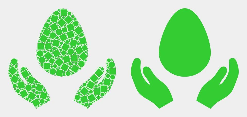 Dotted and Flat Vector Egg Care Hands Icon Illustrazione stock