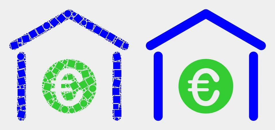 Dotted and Flat Vector Euro Bank Icon Ilustración de archivo