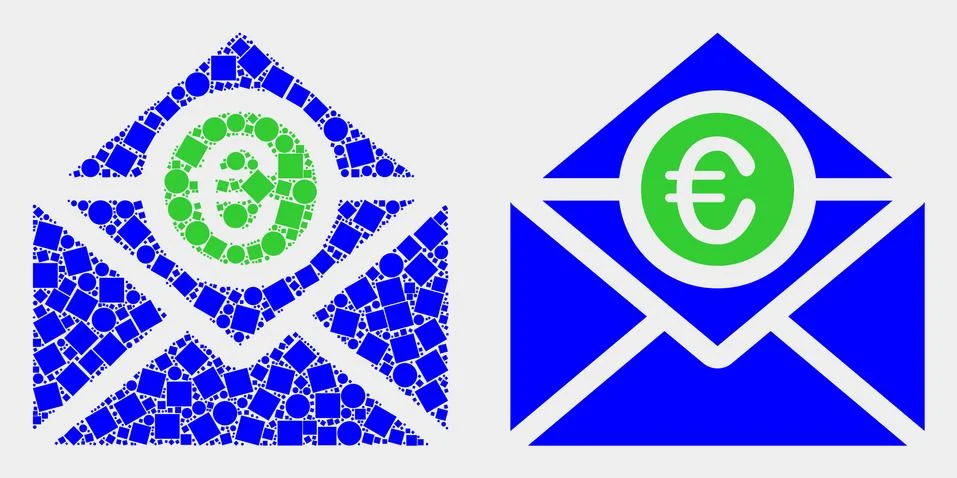 Dotted and Flat Vector Euro Mail Icon Illustrazione stock