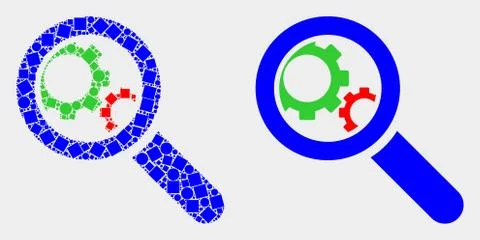 Dotted and Flat Vector Explore Gears Icon Illustrazione stock