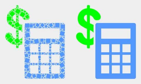 Dotted and Flat Vector Financial Calculator Icon Illustrazione stock