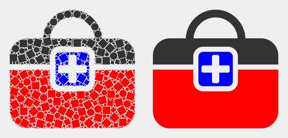 Dotted and Flat Vector First-Aid Case Icon Illustrazione stock
