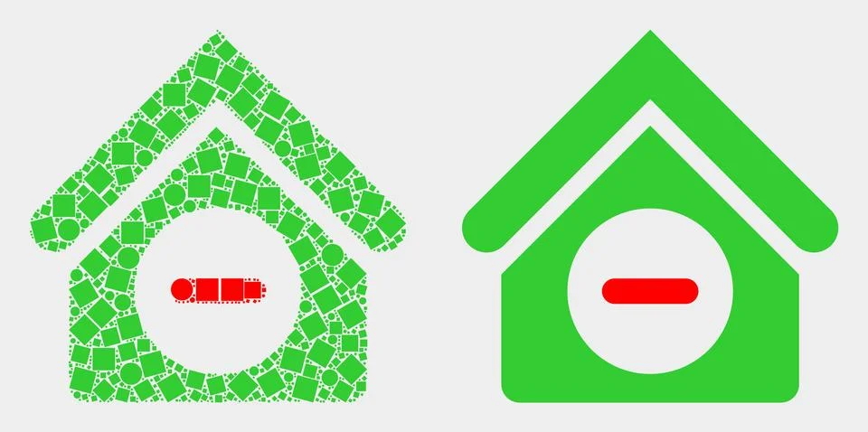 Dotted and Flat Vector Forbidden House Icon 스톡 일러스트