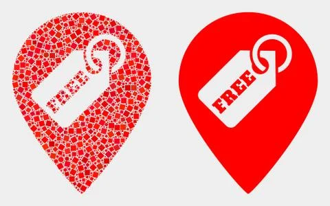 Dotted and Flat Vector Free Tag Marker Icon Illustrazione stock