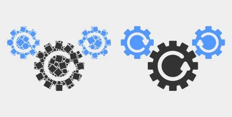 Dotted and Flat Vector Gear Rotation Icon イラスト素材