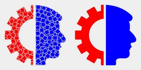 Dotted and Flat Vector Head Gear Icon Stock Illustration