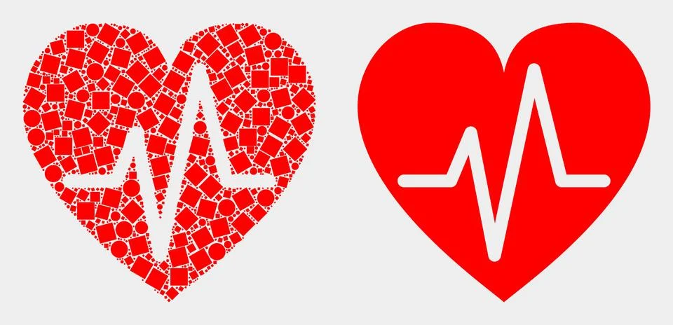 Dotted and Flat Vector Heart Pulse Icon Illustrazione stock