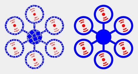 Dotted and Flat Vector Hexacopter Icon Illustrazione stock
