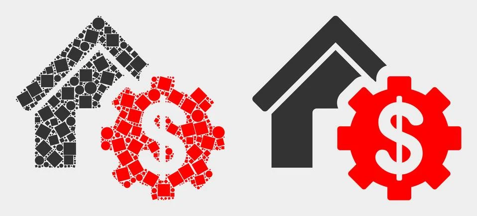 Dotted and Flat Vector House Financial Settings Icon Stock Illustration