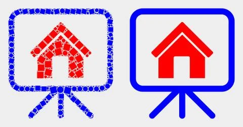 Dotted and Flat Vector House Project Board Icon 스톡 일러스트